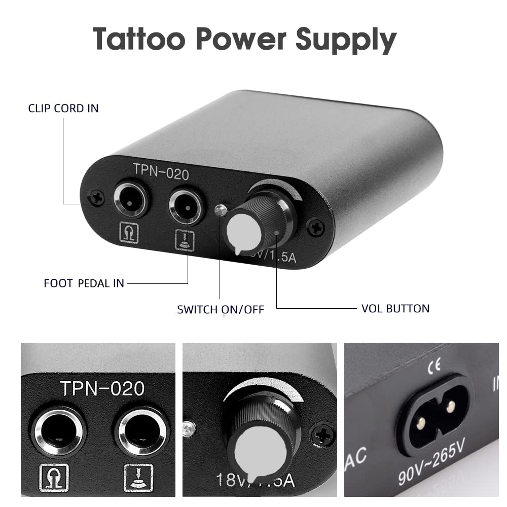 MAYCREATE Rotary Tattoo Machine Kit for Beginners with 8 Warps Coils and Alloy Frame | Shader and Liner