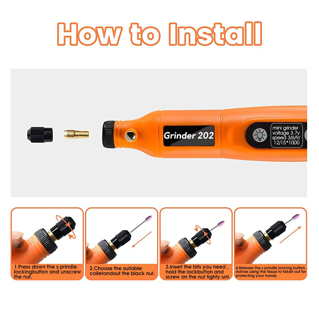 Verilux Electric Cordless Rotary Tool Kit with 55pcs Sanding Accessories and 3 Speed USB Charging | Ideal for DIY Craft Polishing and Sanding