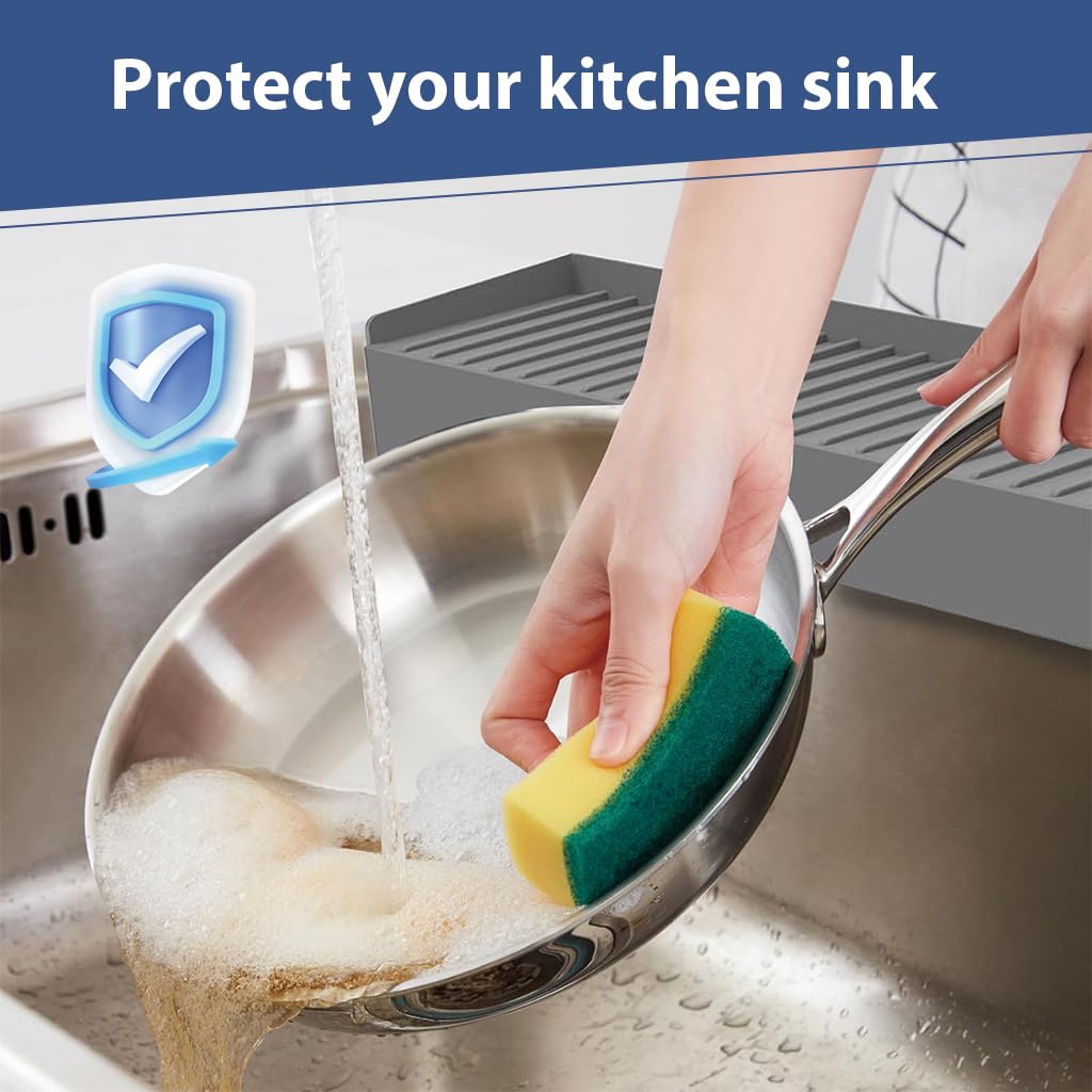 HASTHIP Sink Splash Guard for Kitchen Water with 4x20 in Dry Wet Separation Strip 2PCS