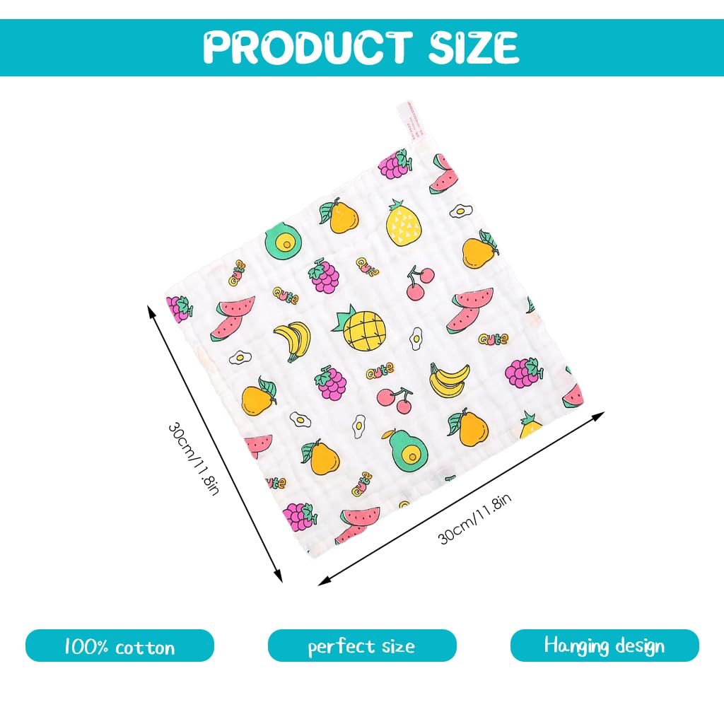 SNOWIE SOFT Baby Towels 6 Pcs 12 in Square with Multi Layer Mesh Pure Cotton | Face and Shower Use