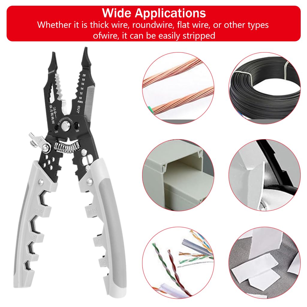 Serplex® Wire Cutter Multi Wire Cutter Stripper Tool 28-in-1 Multifunctional Wire Stripper Vice Tool Chromium Vanadium Steel Wire Cutter Wire Stripper Crimper Crimping Tool for Electrician