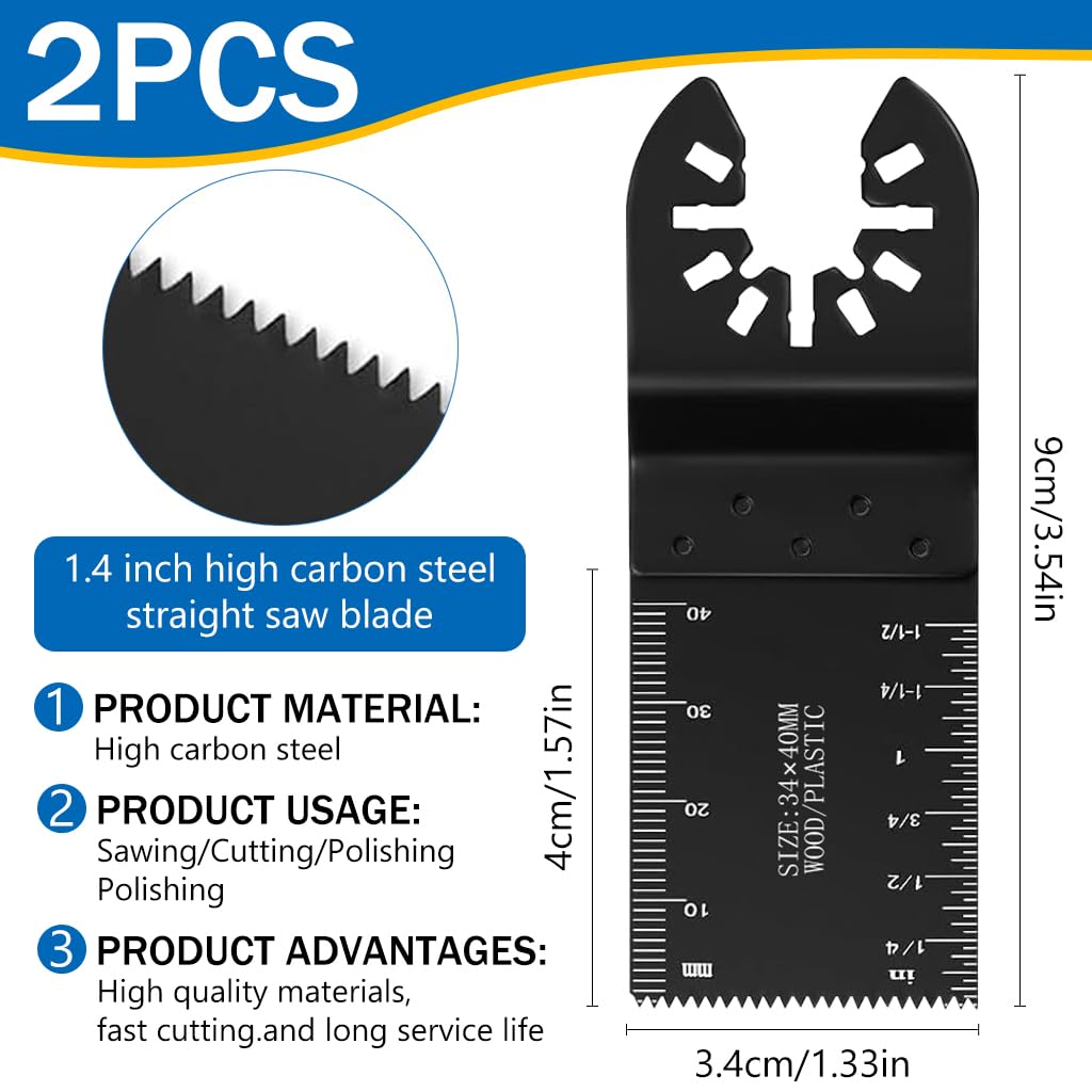 Serplex® 2Pcs Cutting Blades Tool for Power Drill Cutting Blades Tool Attachment with Scales for Power Drill Quick Release Oscillating Multitool Carboon Steel Saw Blades for Wood, Plastic, Soft Metal