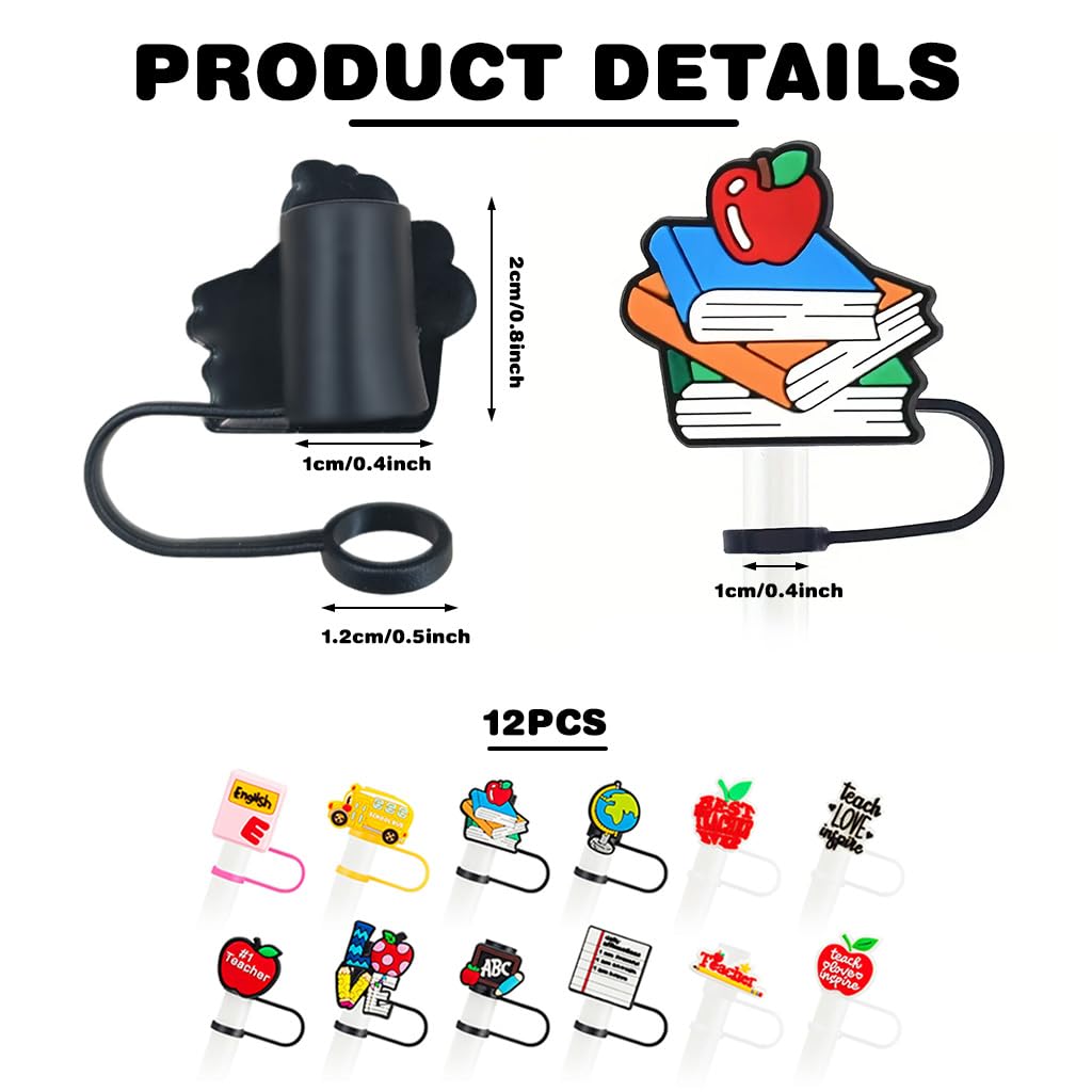 HASTHIP Straw Cap Set for Stanley Cup featuring 12pcs Silicone Lids for 9–10mm Straws | Charming Cup Accessories