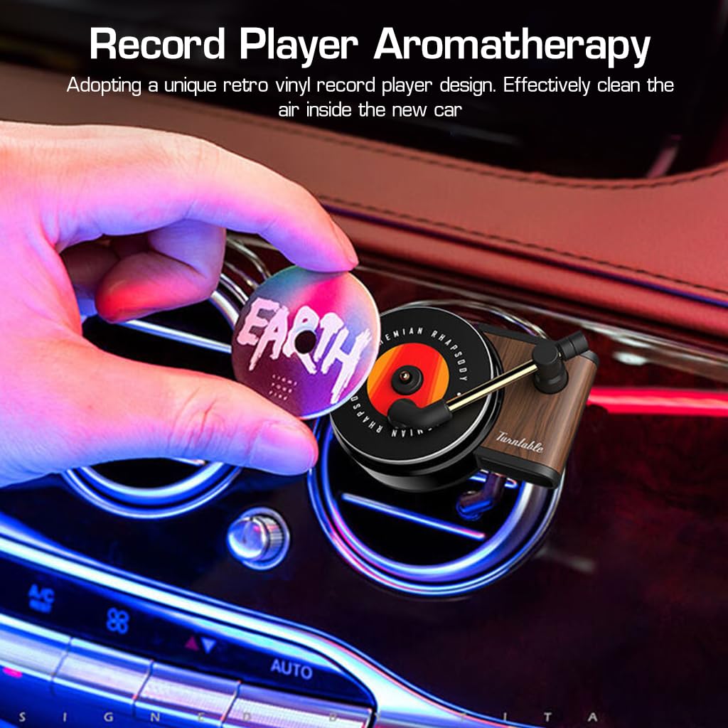 STHIRA Car Air Freshener for Air Vent with 9pcs Aroma Sheets featuring Rotating Vinyl Design | Creative Interior Gift
