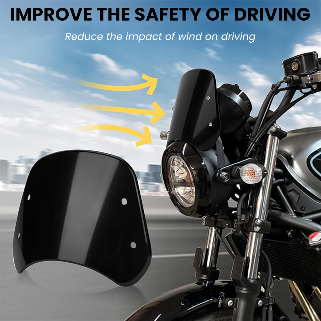 STHIRA Universal Motorcycle Windshield for Wind Protection with Mounting System | Enhanced Ride Comfort