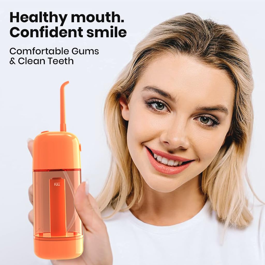 HANNEA Teeth Irrigator for Kids and Adults with 90ml Tank featuring Air Pressure Cleaning | Compact Travel Oral Cleaner