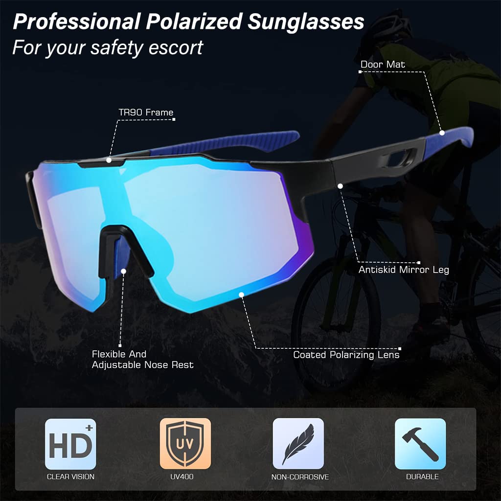 GUSTAVE Cycling Sunglasses for Outdoor Sports featuring Polarized UV400 Lens and 150mm Frame | Unisex Riding Glasses