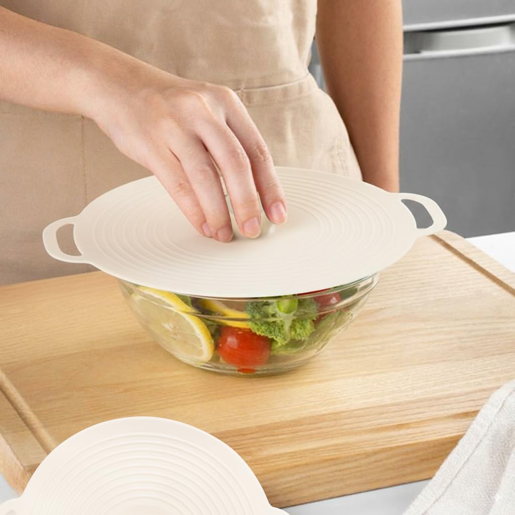 Supvox Silicone Pot Lids Set for Pots and Bowls with Ears and Colorful Handle, 3 Sizes 18 24 32.5cm