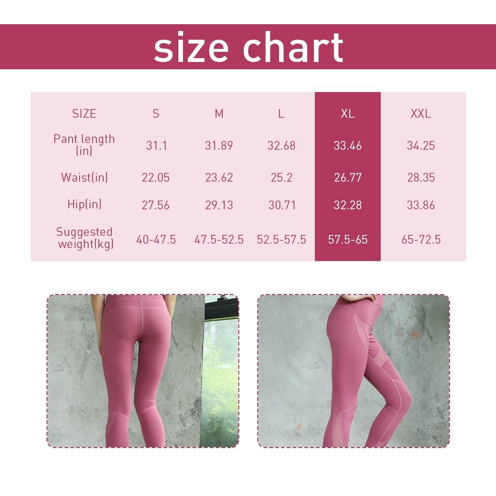 PALAY Gym Leggings for Women with High Waist Compression Fit and 4 Way Stretch Pink Style