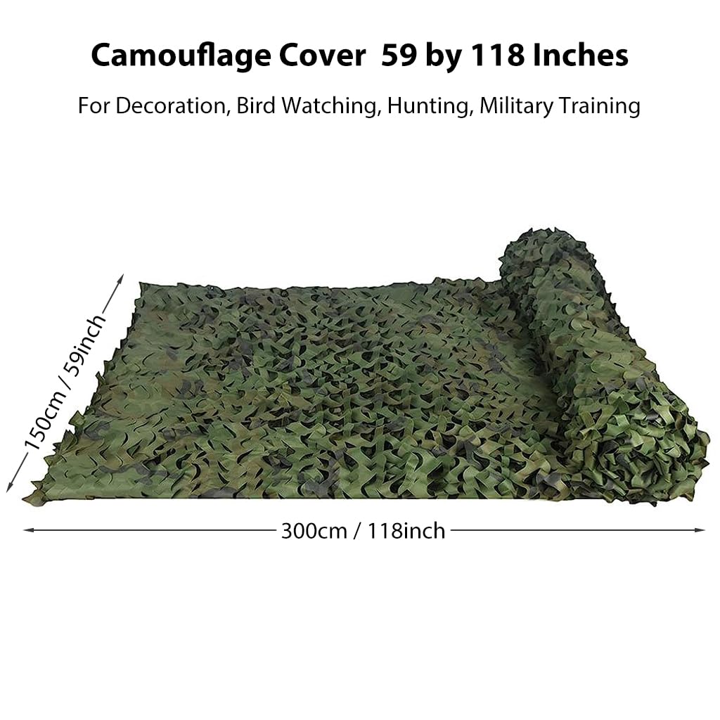 Optifit® 1.5*3m Camo Netting for Sunshade Scenarioal Decoration, Bird Watching, Hunting, Military Training, Lightweight Durable Camouflage Net Military Nets, Woodland Camo Netting for Camping Shooting