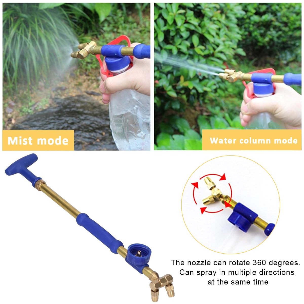 HASTHIP® Garden Manual Sprayer Easy Pump Sprayer for Bottles Dual-nozzle Handheld Push Pull Pump Sprayer Mist Sprayer with 2 Modes Heavy Duty Brass Manual Pump Sprayer for Gardening, Watering