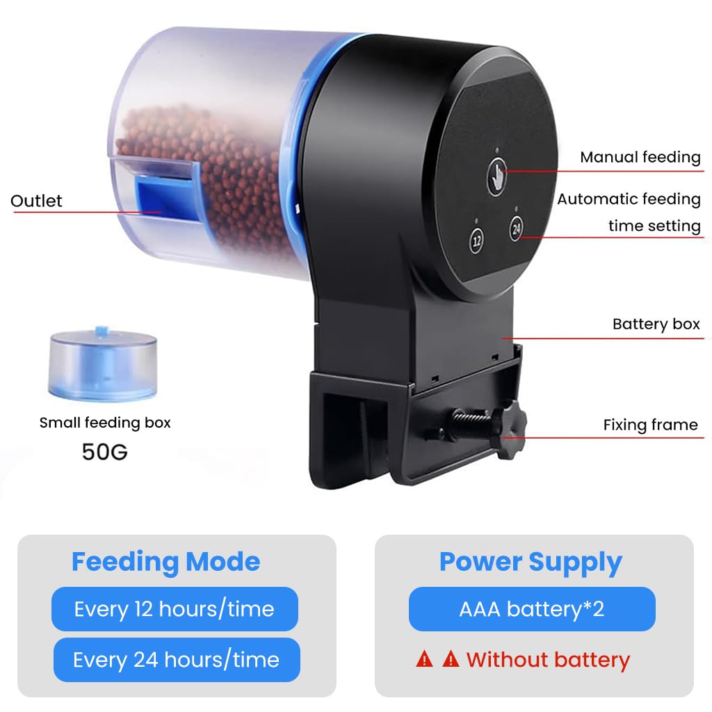 ZIBUYU Automatic Fish Feeder for Aquarium with 50g Capacity | Timed Portion Control