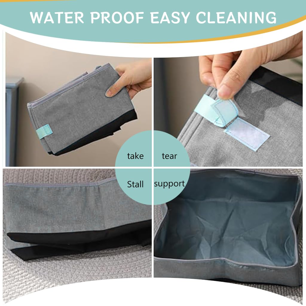 Qpets Foldable Cat Litter Box for Indoor and Outdoor Use with Waterproof Oxford Liner 48x38x12CM