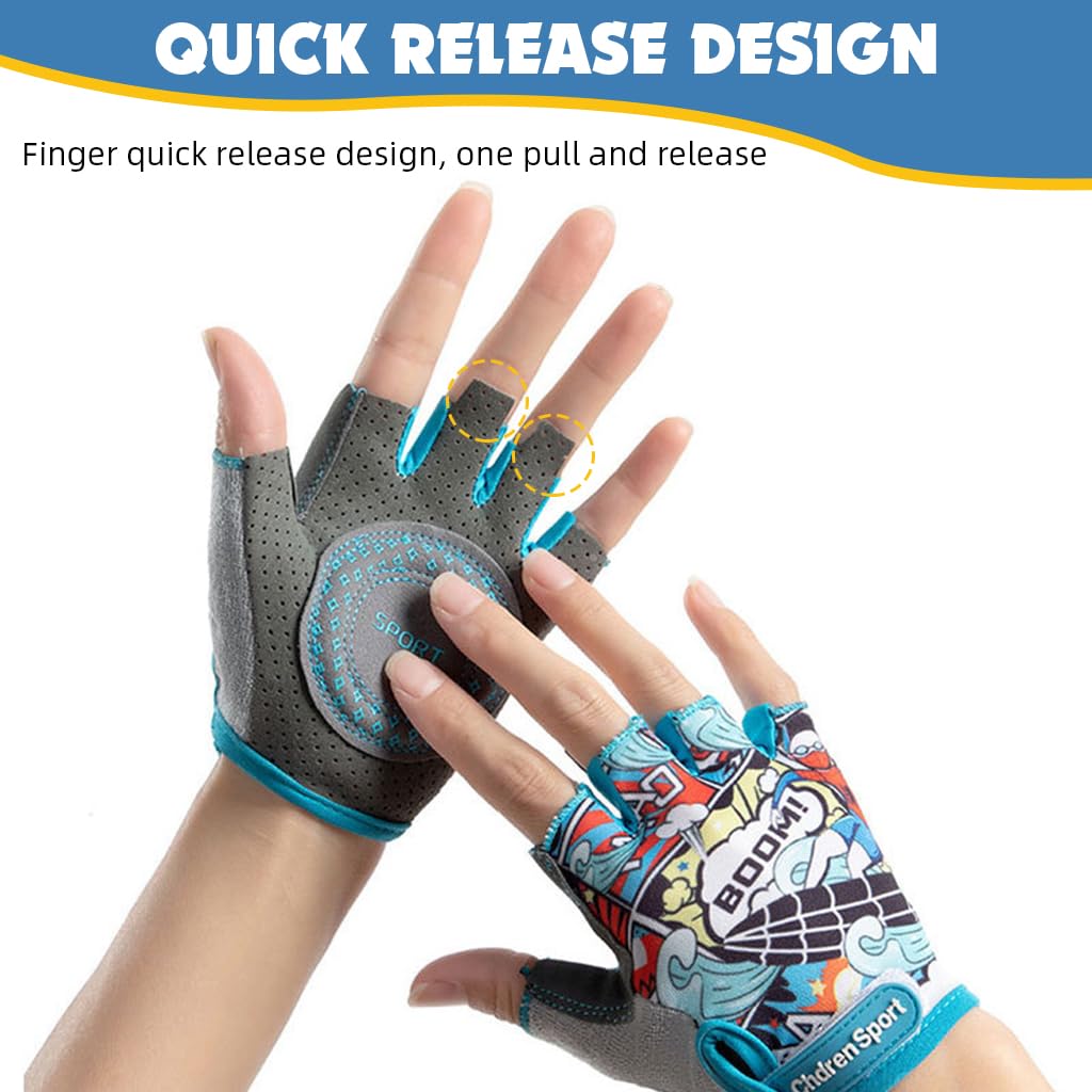 Proberos Kids Bike Gloves for 4–8 Years with Anti Slip Fingerless Design | Breathable 3PCS Set