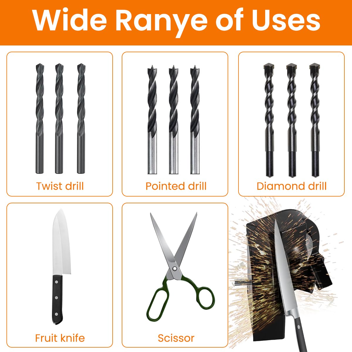 Serplex Drill Bit Sharpener for HSS Carbide and Cobalt Bits | Multipurpose Grinding Tool