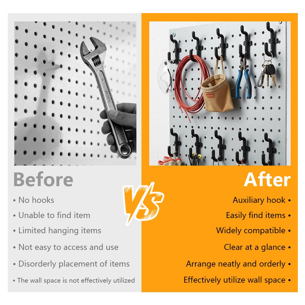 Serplex Pegboard Hooks for 6mm Hole Boards featuring 4.5cm J Shape Plastic Design | 50Pcs Set