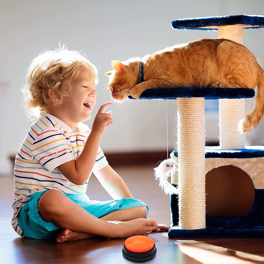 Qpets Interactive Dog Toys for Training and Communication with 30 Second Voice Recording | Orange Button