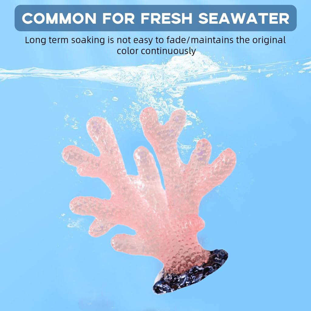 Qpets Aquarium Coral Ornament for Fish Tank with Glow-in-the-Dark Resin Pink 1.85 in | Desk Decor
