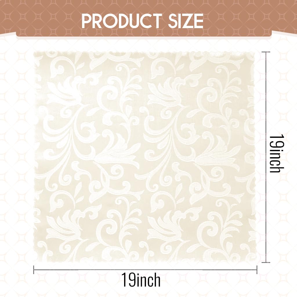 HASTHIP Kitchen Napkins for Dining and Parties with Elegant White Jacquard Design 19x19 in | Washable Reusable Polyester