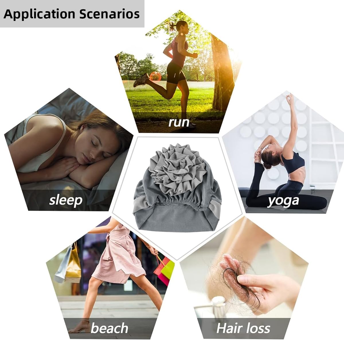 PALAY Chemo Caps for Women with Elastic Fit 56–60 cm featuring Cotton Spandex Fabric | Grey Turban Beanie for Hair Loss and Sleep