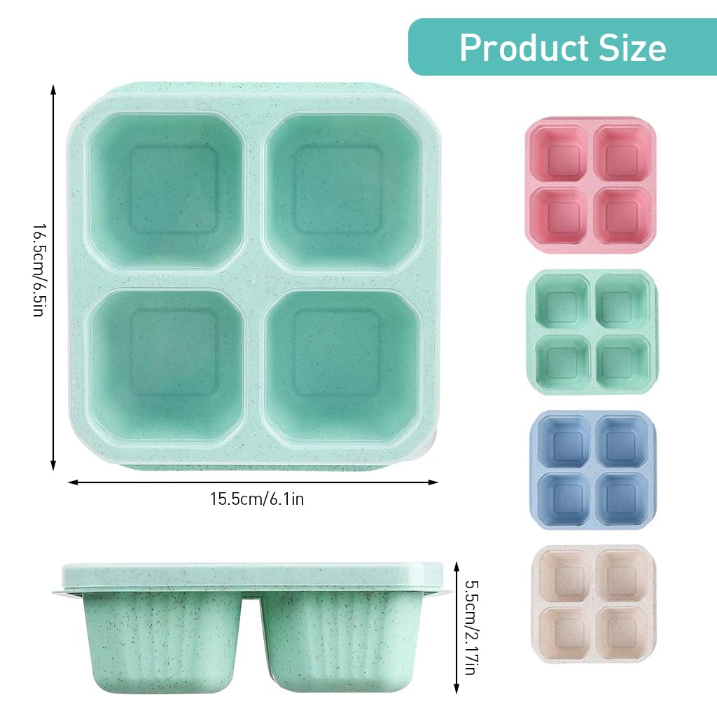 Supvox Snack Containers for Kids and Adults with 4 Compartments Reusable Wheat Straw Box