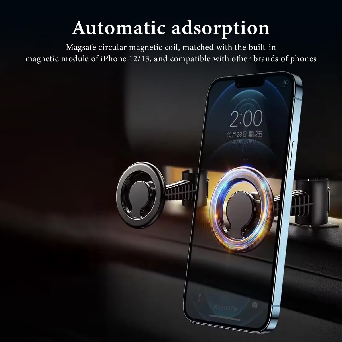 STHIRA Magnetic Car Phone Holder for Rear Seat with 360° Rotation and 2 Metal Rings | Universal Mount for iPhone 15 14 13
