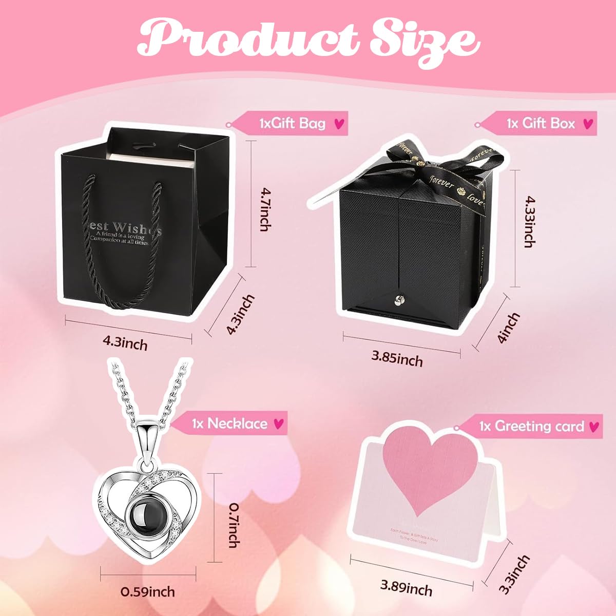 HASTHIP Rose Flower Necklace Gift Set for Valentine’s Day with I Love U Projection | Silver-Plated Preserved Eternal Rose for Women