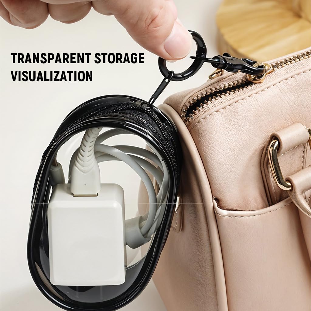 Supvox PVC Transparent Storage Bag for Cable and Chargers with Quick Release Buckle | Waterproof Travel Organizer