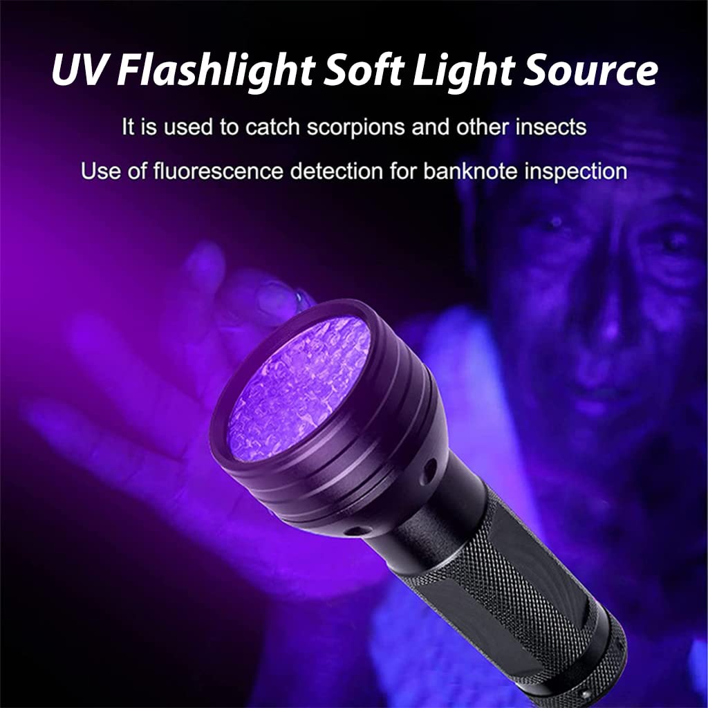 Qpets UV Flashlight for Pet Urine Detection featuring 51 LEDs and Aluminum Alloy Body | Compact 14.5 cm Torch