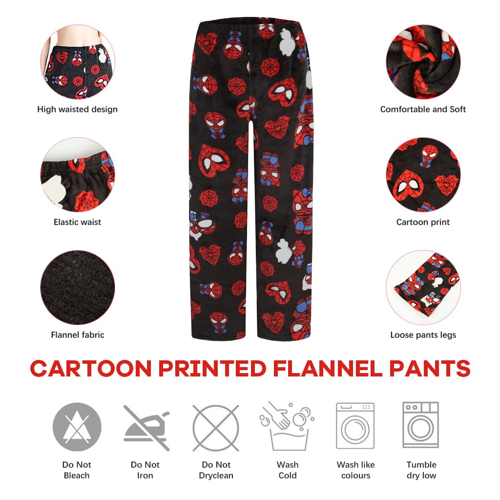 SANNIDHI Anime Pajama Pants for Women featuring Flannel Fabric and Elastic Waist | 2XL