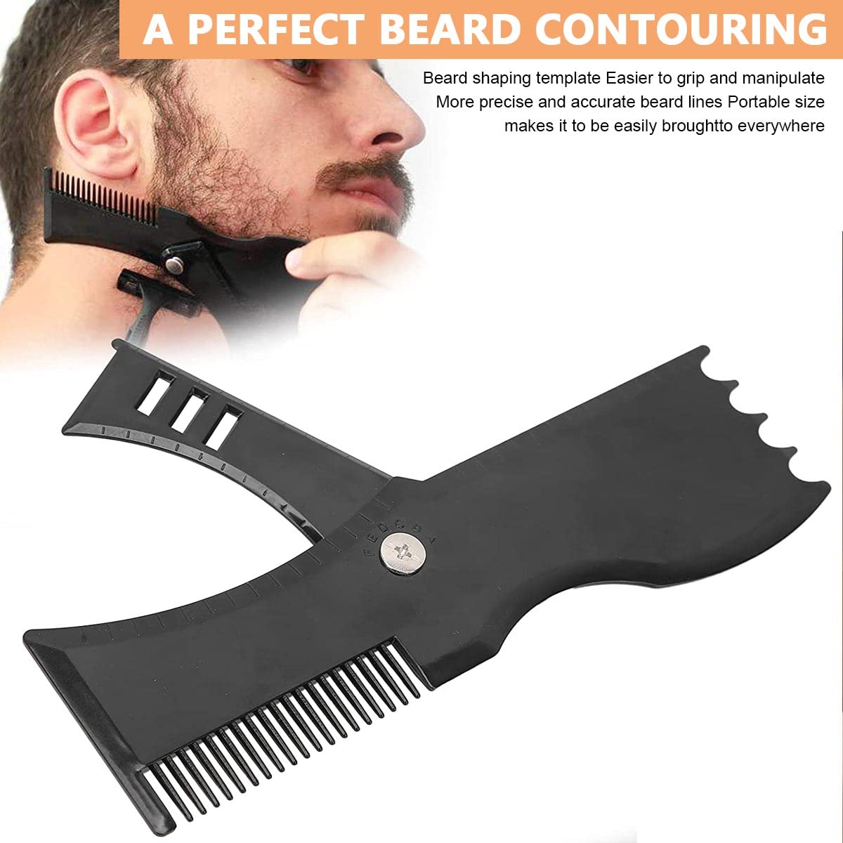 HASTHIP® Beard Shaper Kit | Complete Shaping & Styling Tools Set with Adjustable Template, Razors, Barber Pencil - Many Styles Beard Stencil Guide Template Outliner for Men, Husband Gift