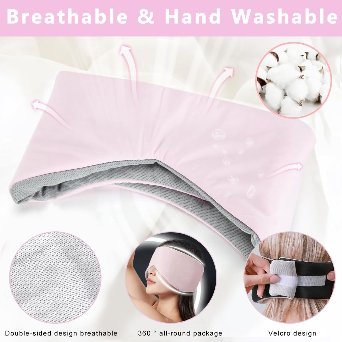 HANNEA Eye Mask for Sleeping with Double Sided Design and Noise Reduction | Soft Cotton Travel Blindfold