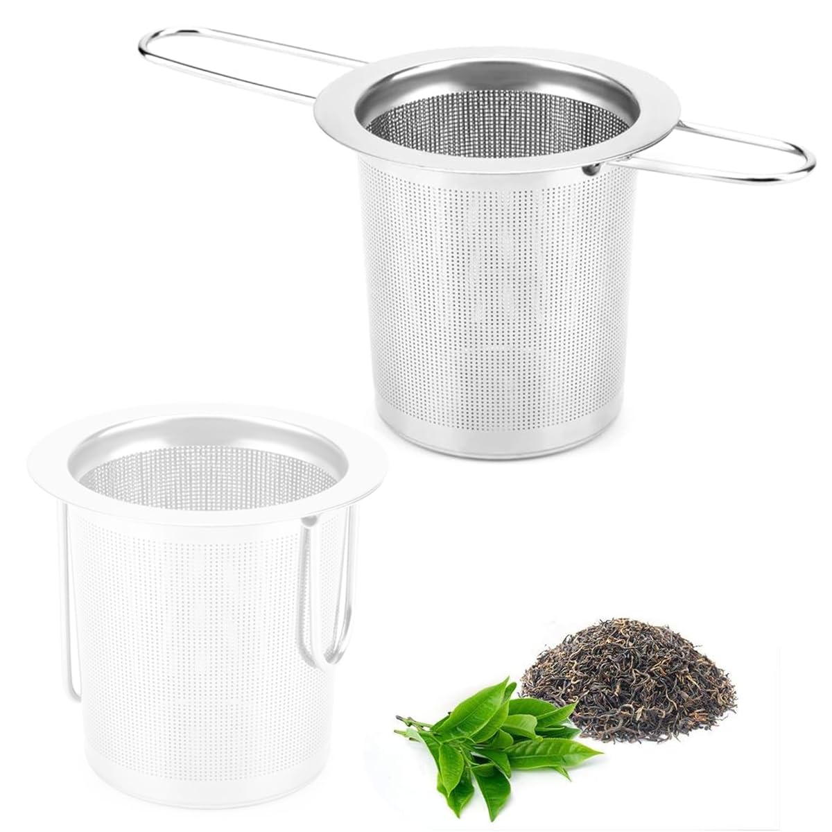 Supvox® 304 Stainless Steel Tea Infuser Tea Strainer with Folding Ears Tea Filter for Loose Tea, Chamomile, Green Tea Loose Leaves 5 inches Fine Mesh Strainer for Teapots, Cups, Mugs