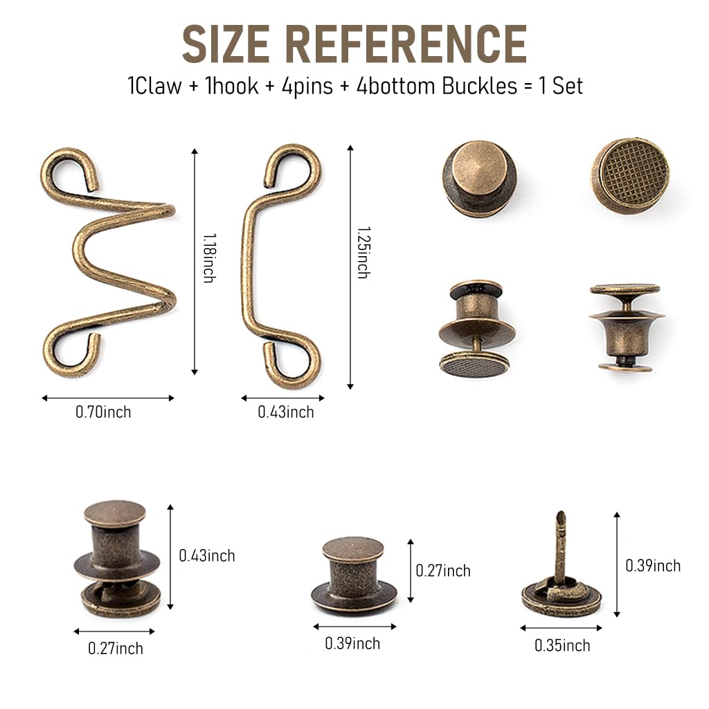 Venzina Waist Buckle Extender for Loose Jeans featuring Detachable Metal Button Pins | 4 Pairs