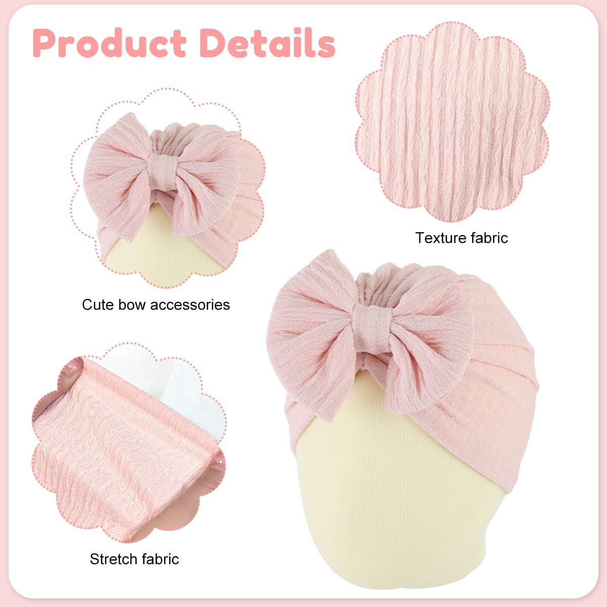 SNOWIE SOFT baby cap set for girls featuring crochet bow design and 9pcs 17x16cm hats | warm stretchy polyester for 3–18 month newborn gift