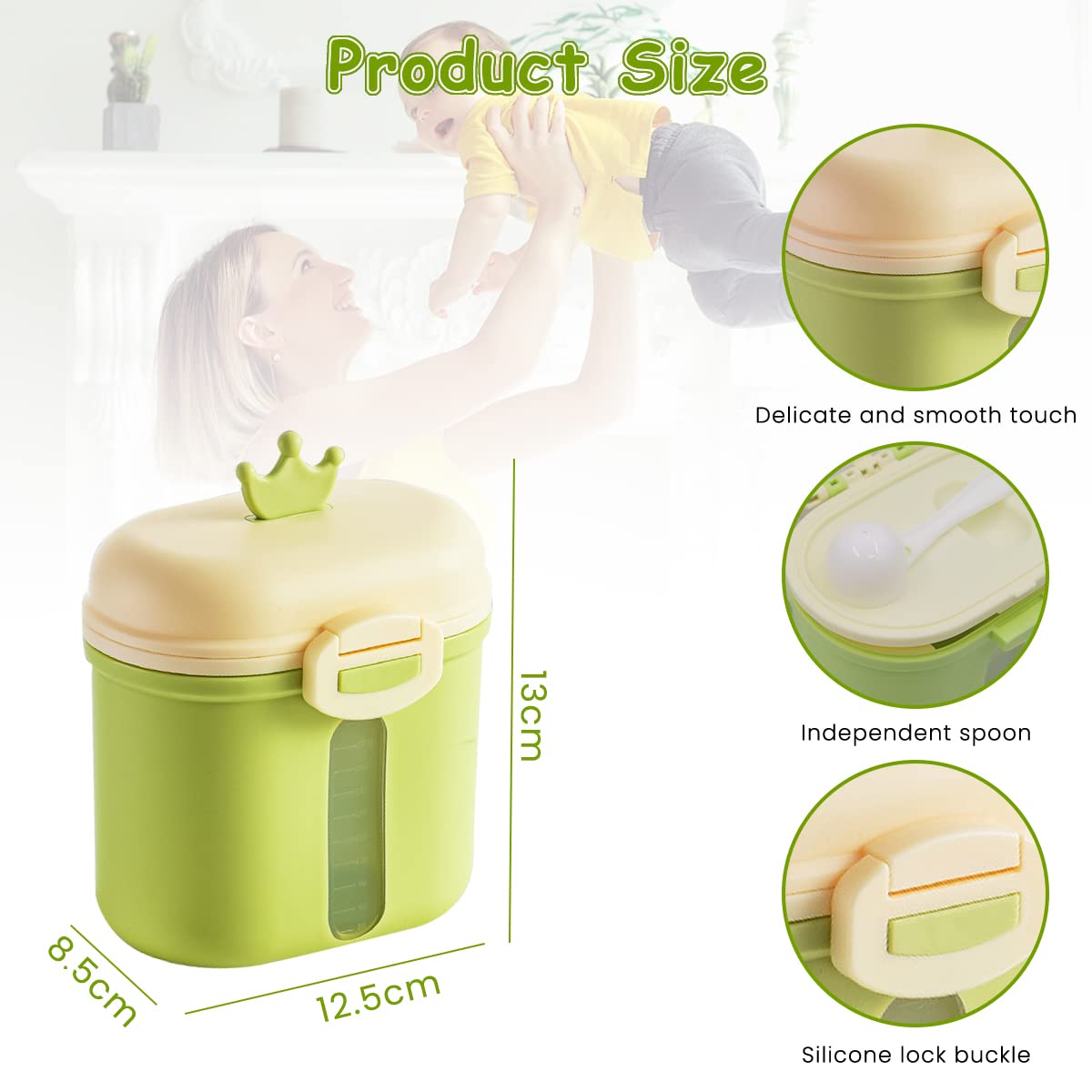 SNOWIE Baby Formula Dispenser 360g for Travel with Double Lid Seal and BPA Free PP | Baby Snack Storage Container