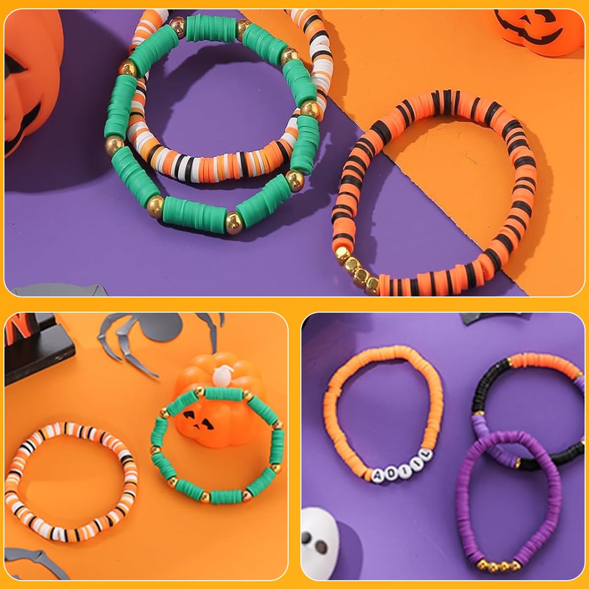 SANNIDHI Halloween Jewelry Making Kit for DIY Bracelets with Clay and Charm Beads | Gift for Kids and Friends