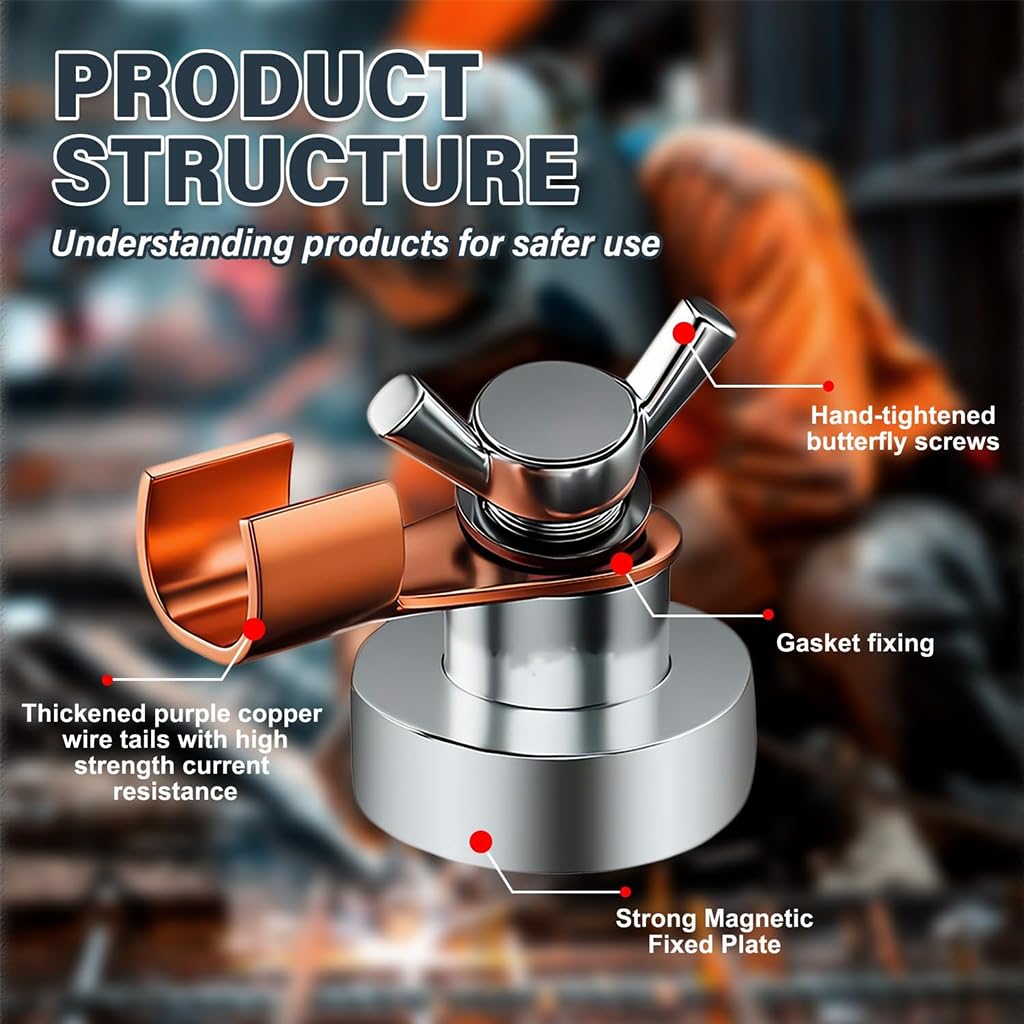Serplex Welding Magnetic Ground Clamps for Automotive Repair and Metal Fabrication | Two Size Options with Strong Magnet Hold