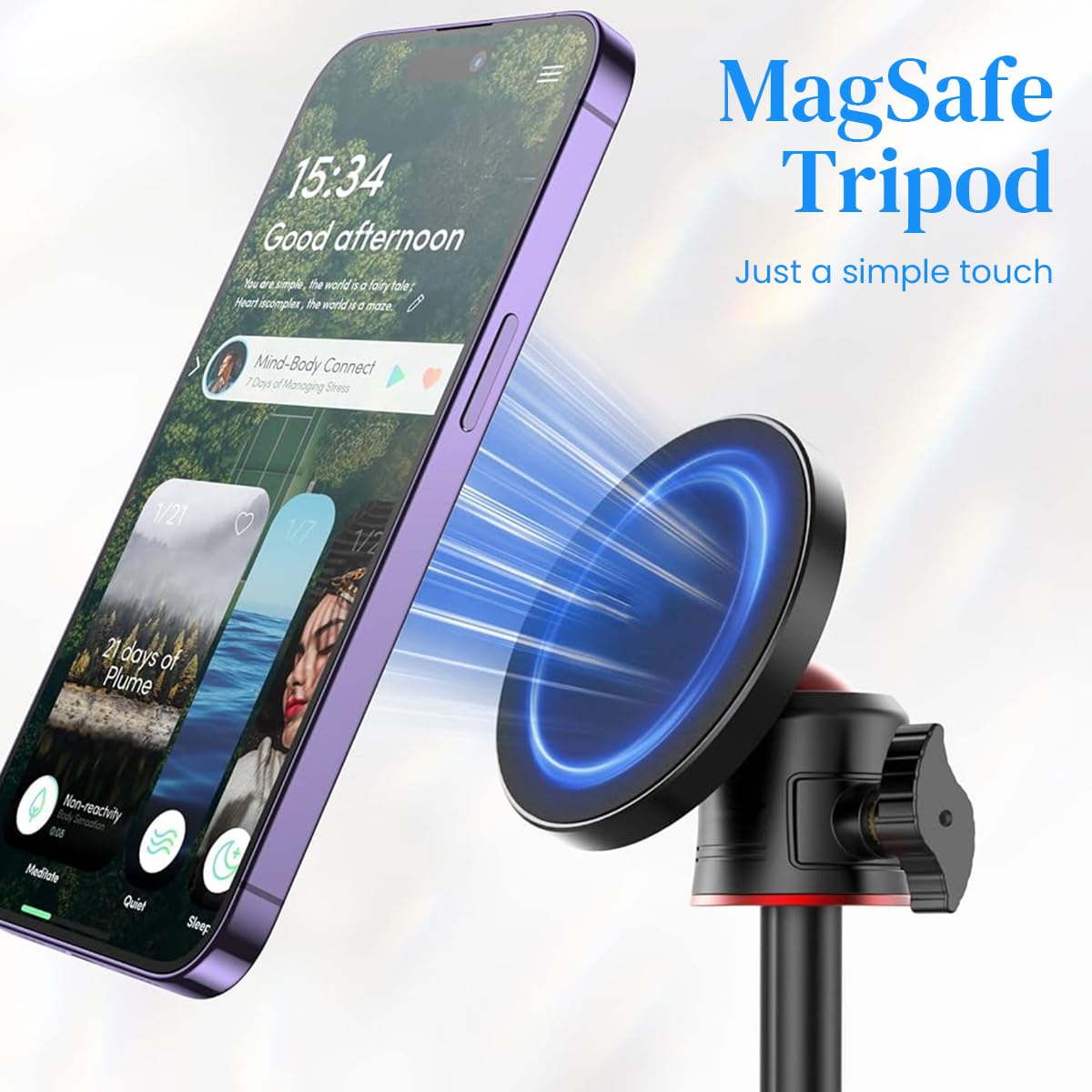 ZORBES® Magnetic Cell Phone Tripod Support MagSafe Retractable Phone Tripod Holder Portable Travel Cell Phone Tripod 360 Degree Adjustable Phone Tripod for Filming, Livestream