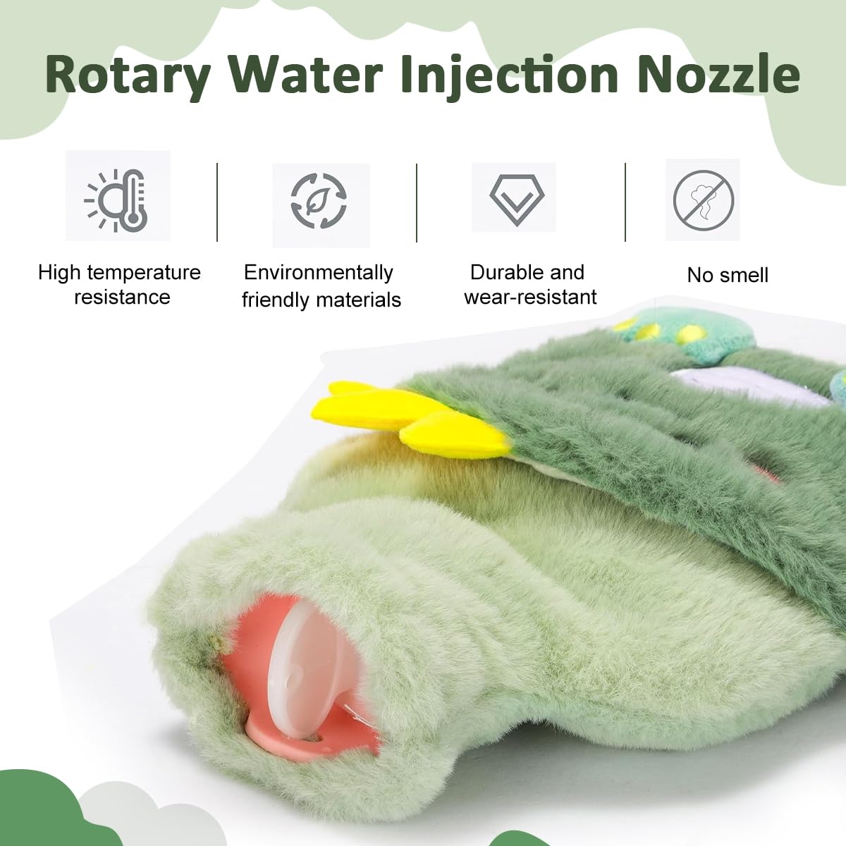 HANNEA Hot Water Bottle for Cramps and Pain Relief featuring Anti Leak Stopper and Soft Green Cover