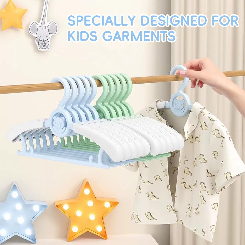 HASTHIP Baby Nursery Closet Hangers for Kids Clothes 20 Pack with Extendable Shoulders | Colorful Non Slip Design
