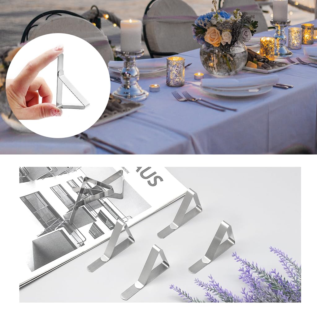 HASTHIP Table Clips for Table Cloth featuring Triangular Clamp Design | 12 Piece Stainless Steel Set for Picnic Party and Restaurant Use