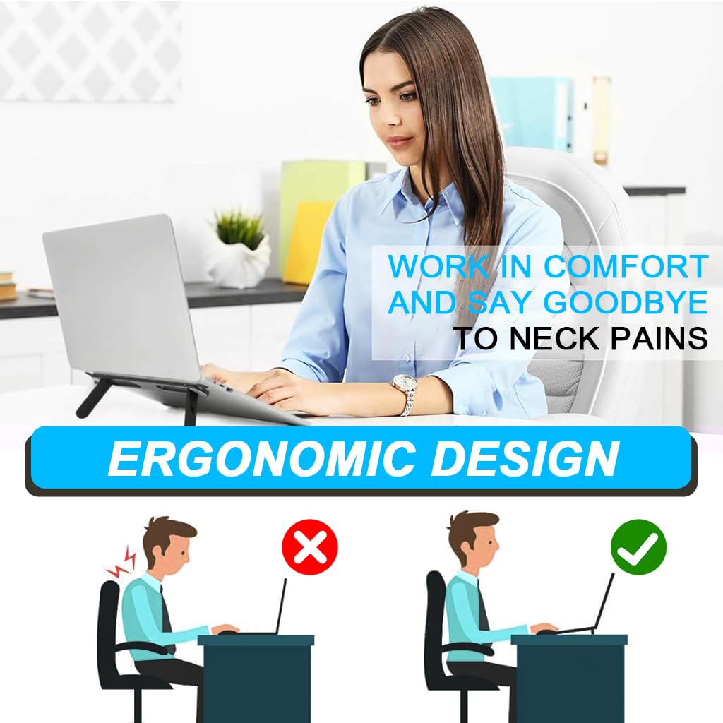 ZORBES Laptop Riser with 5cm and 8cm Dual Height Adjustment for Ergonomic Use | 0.5mm Slim Traceless Self Adhesive Stand