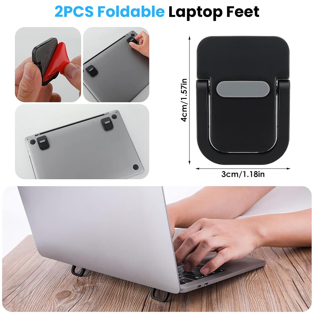 ZORBES Laptop Riser Stand for Portable Use with Self Adhesive Folding Design and Aluminum Alloy | Pack of 2