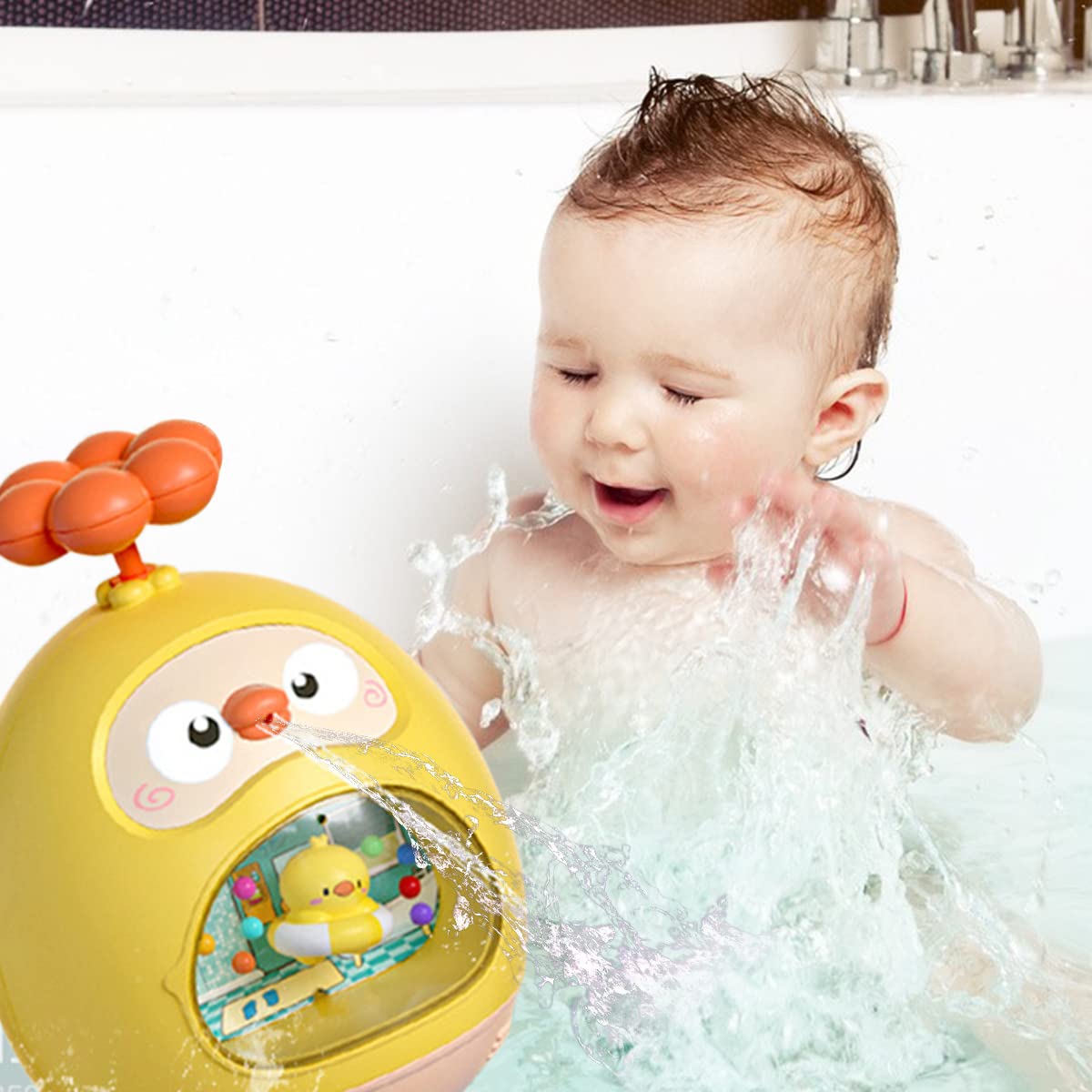 PATPAT® Roly-Poly Toy for Baby Kids Baby Bath Toys Fun Duck Water Spray Toy Cartoon Bath Toy Sprinkler Toy Bathtub Toy Gift Toy for Baby Toddler Infant 3-12 Months