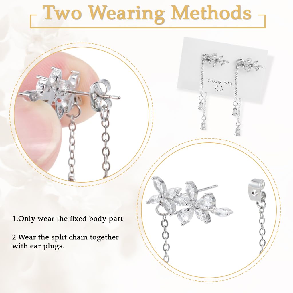 ZIBUYU Long Earrings for Women with Detachable Tassel Threader Design and Floral Motifs | Hypoallergenic Jewelry Gift