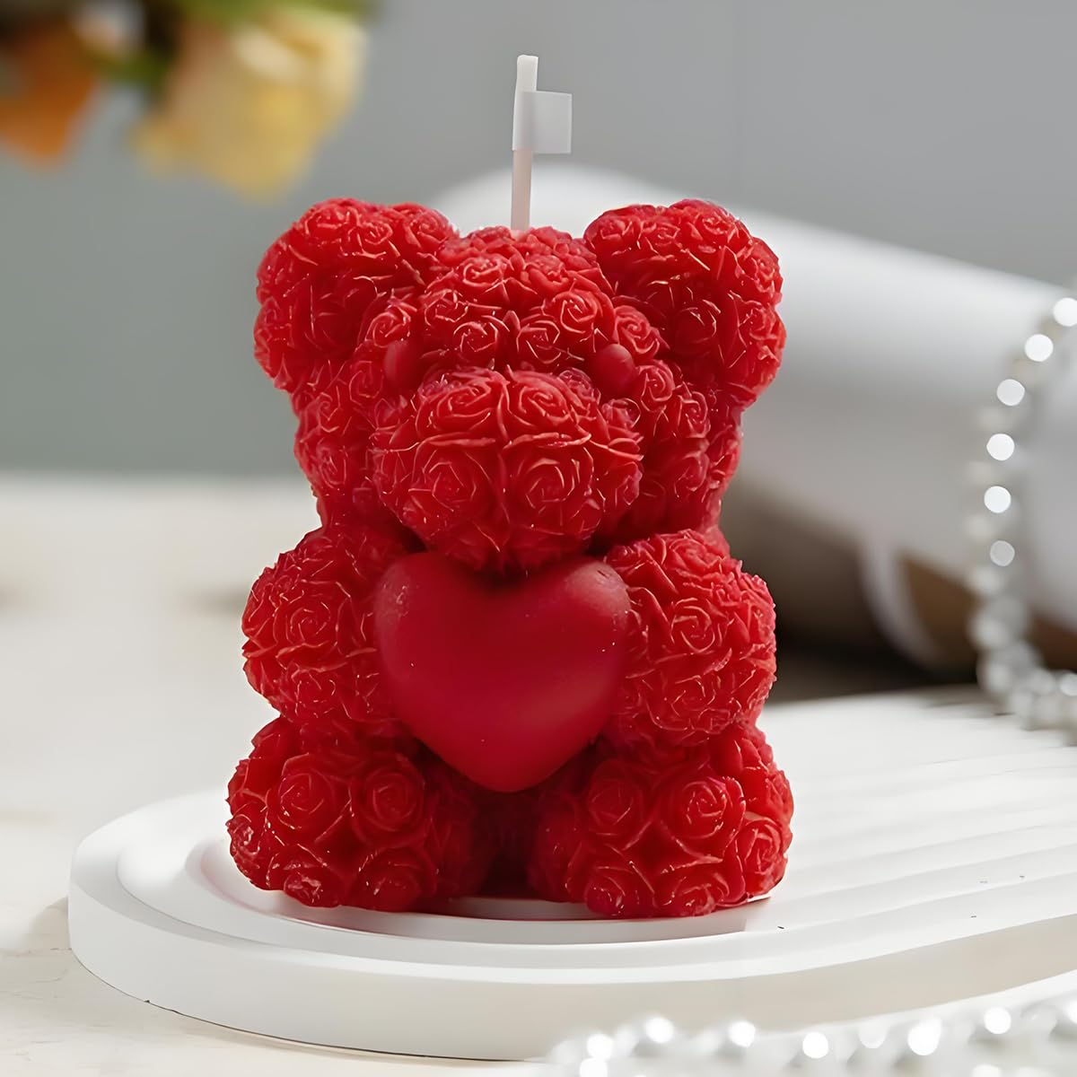 HASTHIP 3D Rose Bear Candle Molds for DIY Soap and Resin Crafts with Non Stick Silicone | Ideal for Gifts and Home Decor