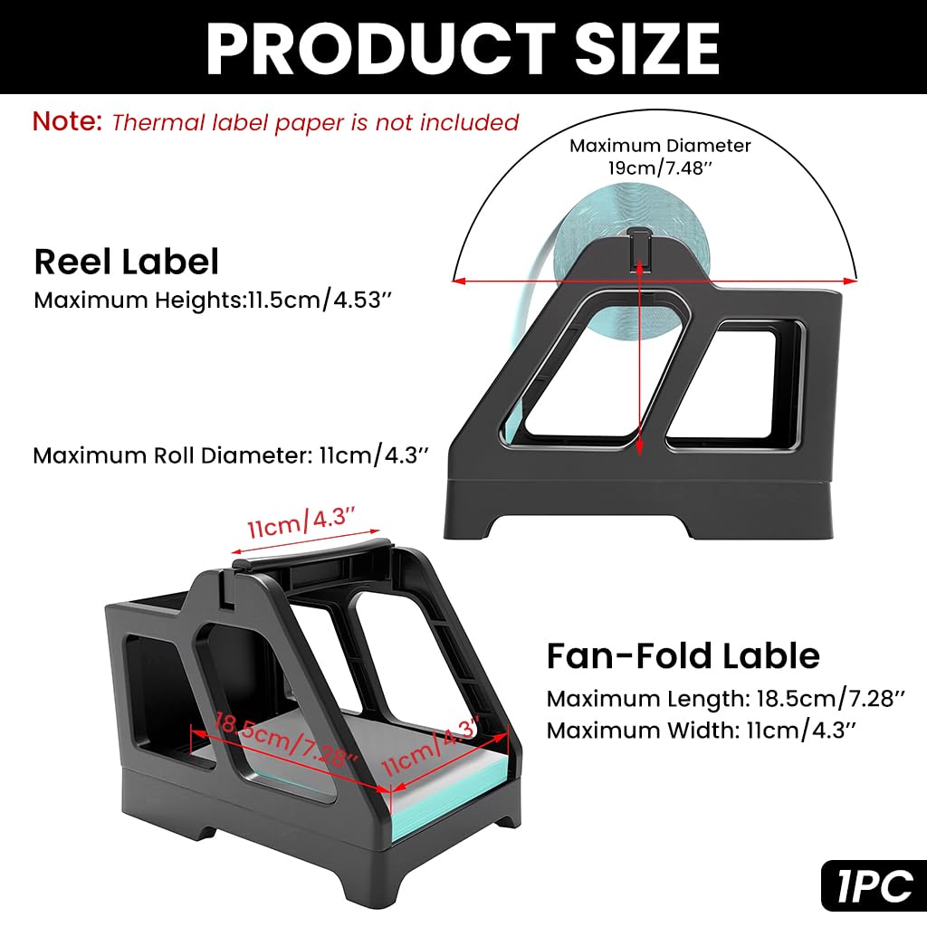 OFIFO Thermal Label Holder for Roll and Fan Fold Labels with Smooth Roller Design | ABS Desktop Organizer for Shipping and Barcode Printing