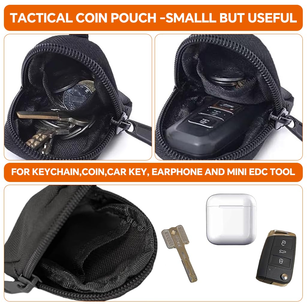 Proberos Coin Pouch for Everyday Carry featuring YKK Dual Slider Zipper and 9x7cm Oxford Cloth | Water Resistant Organizer for Coins and Earbuds
