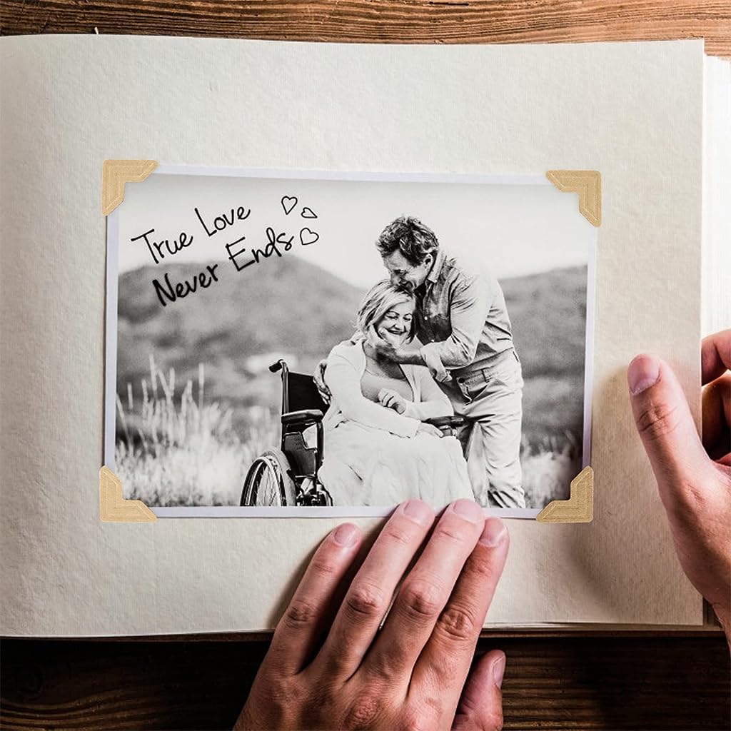 HASTHIP Photo Corner Stickers for Scrapbooking and Albums with 10 Sheets 2x2 cm Beige